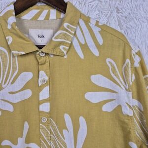 Folk Mustard Yellow Shirt with White Floral Print
